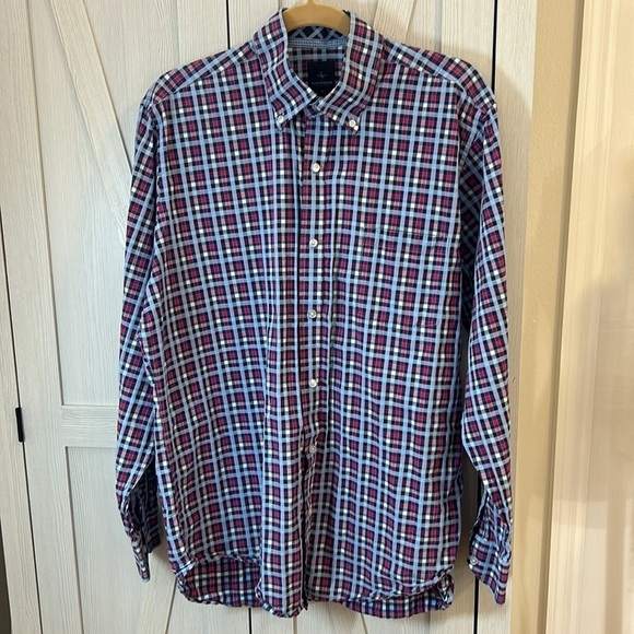 TailorByrd Navy/LtBlue/Pink Plaid Mens LS Shirt Sz XL - Picture 3 of 14